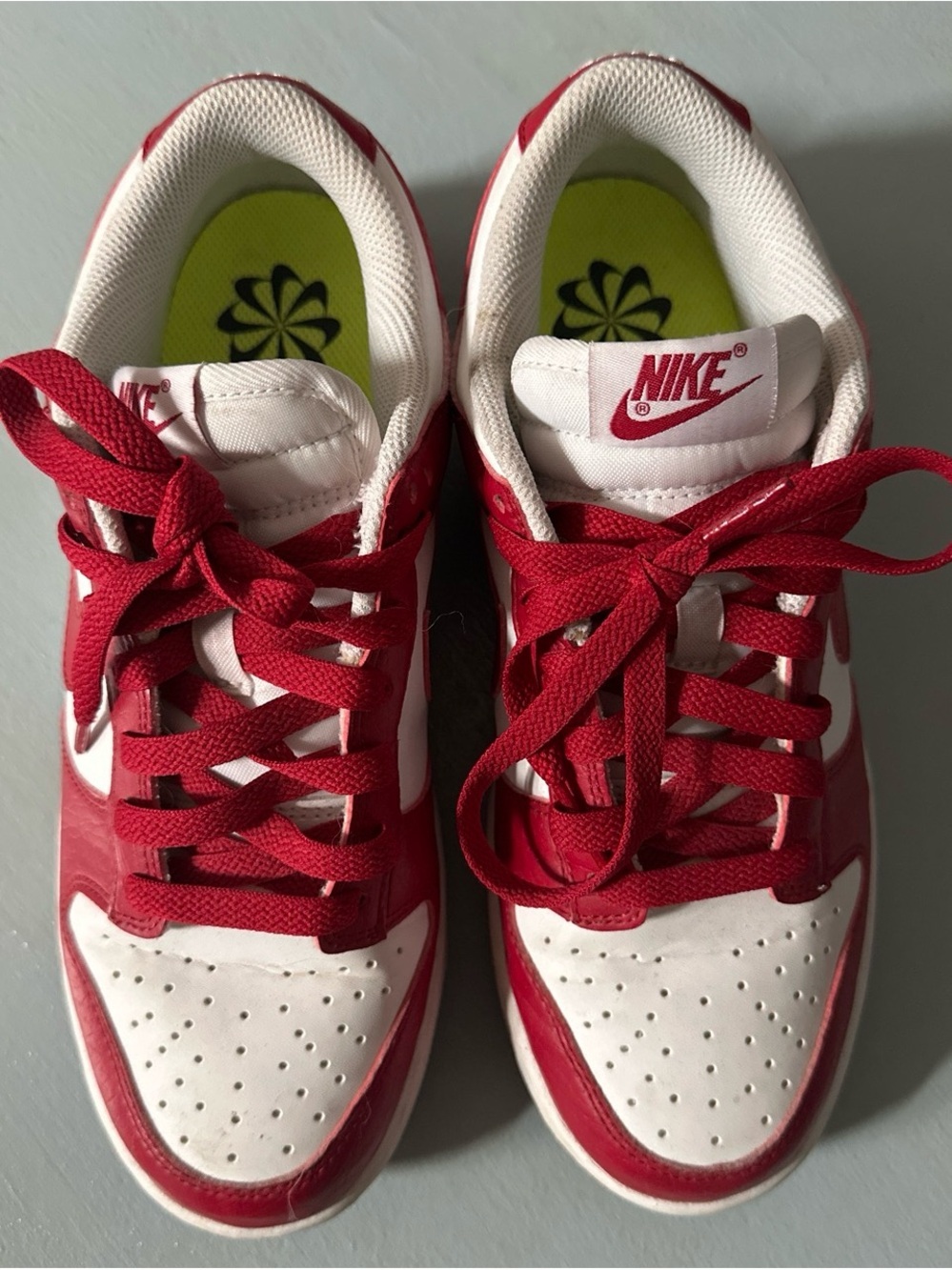 Nike Low Rise Dunks Red White Youth Size 7.5 Casual Back To School